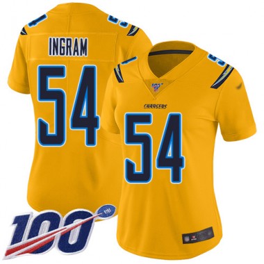 Los Angeles Chargers NFL Football Melvin Ingram Gold Jersey Women Limited 54 100th Season Inverted Legend